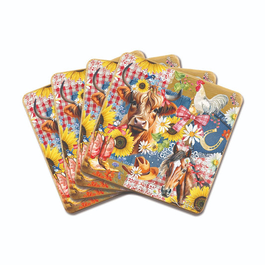 Lisa Pollock Bamboo Coasters Set Of Four Country Collection