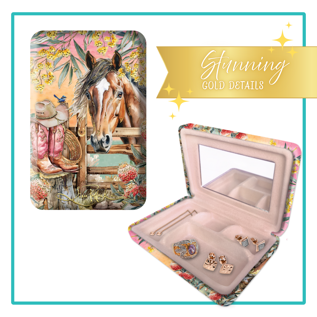 Lisa Pollock Small Jewellery Case With Gold Foiling Country Dusk