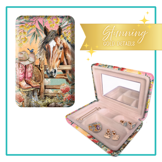 Lisa Pollock Small Jewellery Case With Gold Foiling Country Dusk