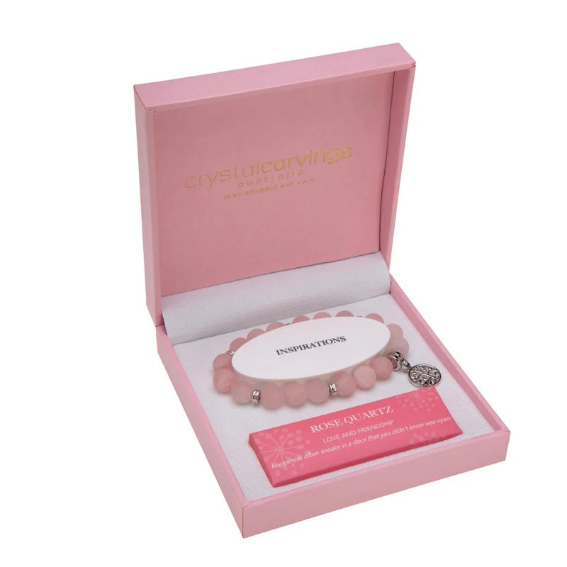 Bramble Bay Bracelet In Pink Box Rose Quartz Tree Of Life Charm