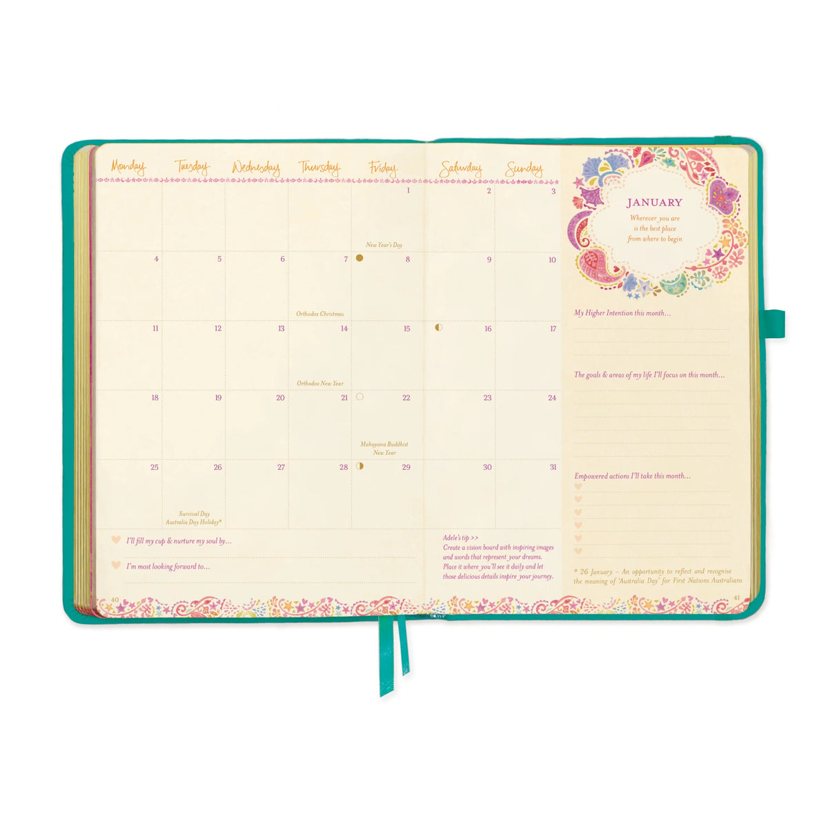 Intrinsic 2027 Diary Planner The Year For Abundance - Turquoise Twist