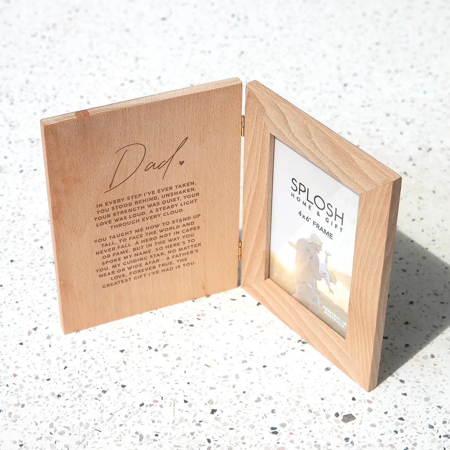 Folding Photo Frame In Wood With Verse For Dad