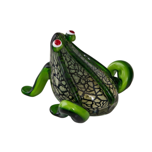 ZIBO ART GLASS FROG GREEN