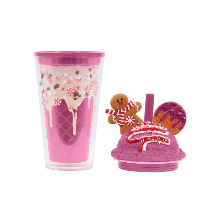 Christmas Sorbet Sipper Cup Gingerbread Pink