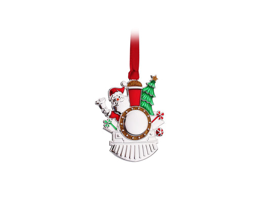 WHITEHILL CHRISTMAS SILVER PLATED SANTA ON TRAIN HANGING ORNAMENT