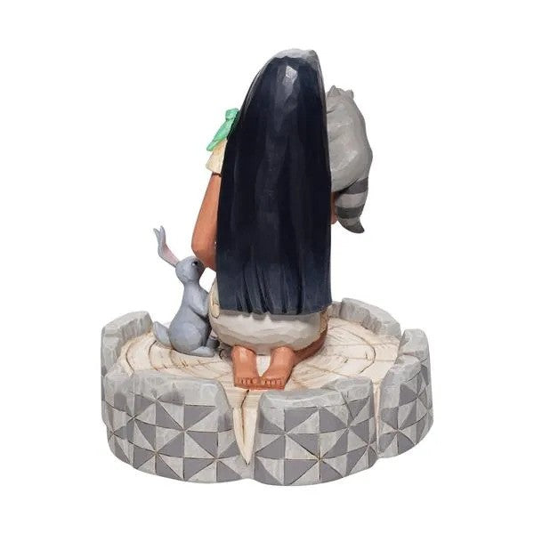 DISNEY TRADITIONS BY JIM SHORE POCAHONTAS WITH ANIMALS WHITE WOODLAND 15CM