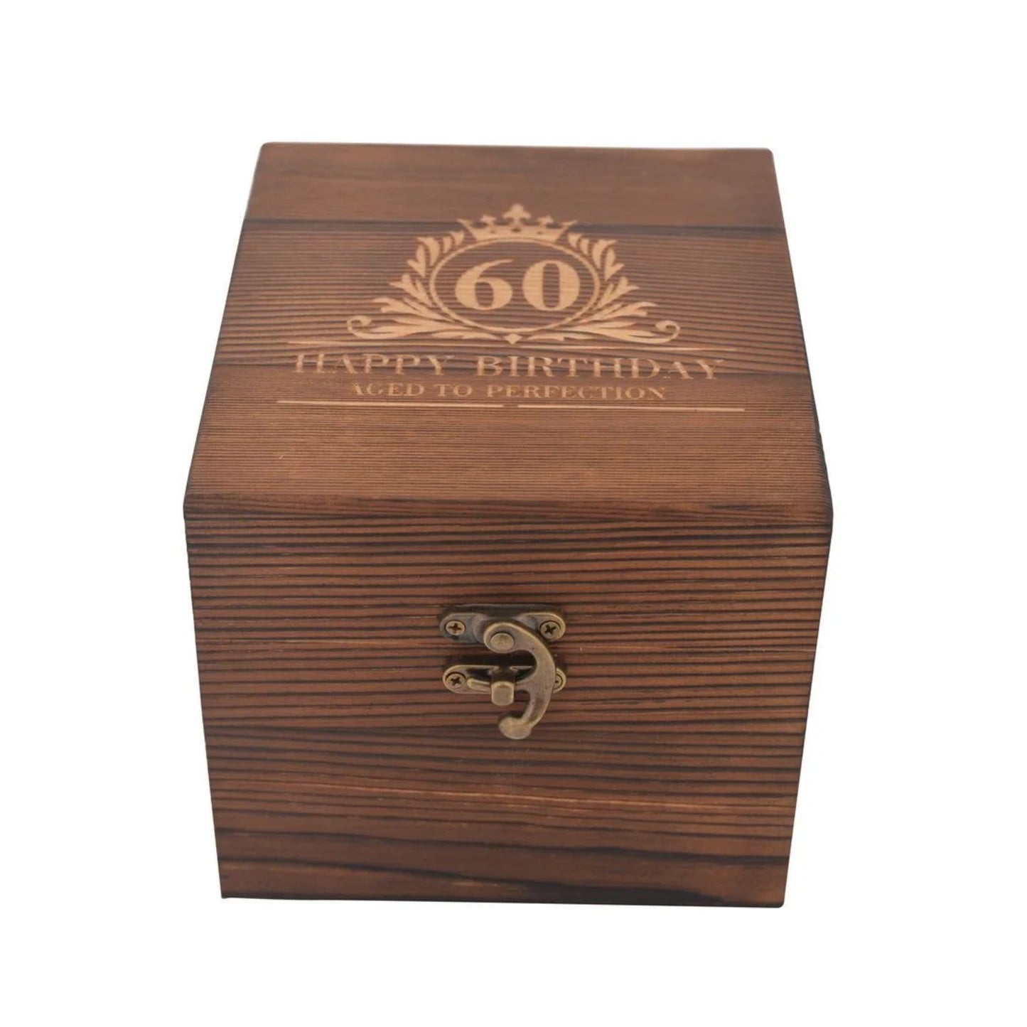 Birthday Whiskey Glass & Slate Coaster Set in Wooden Box 60th