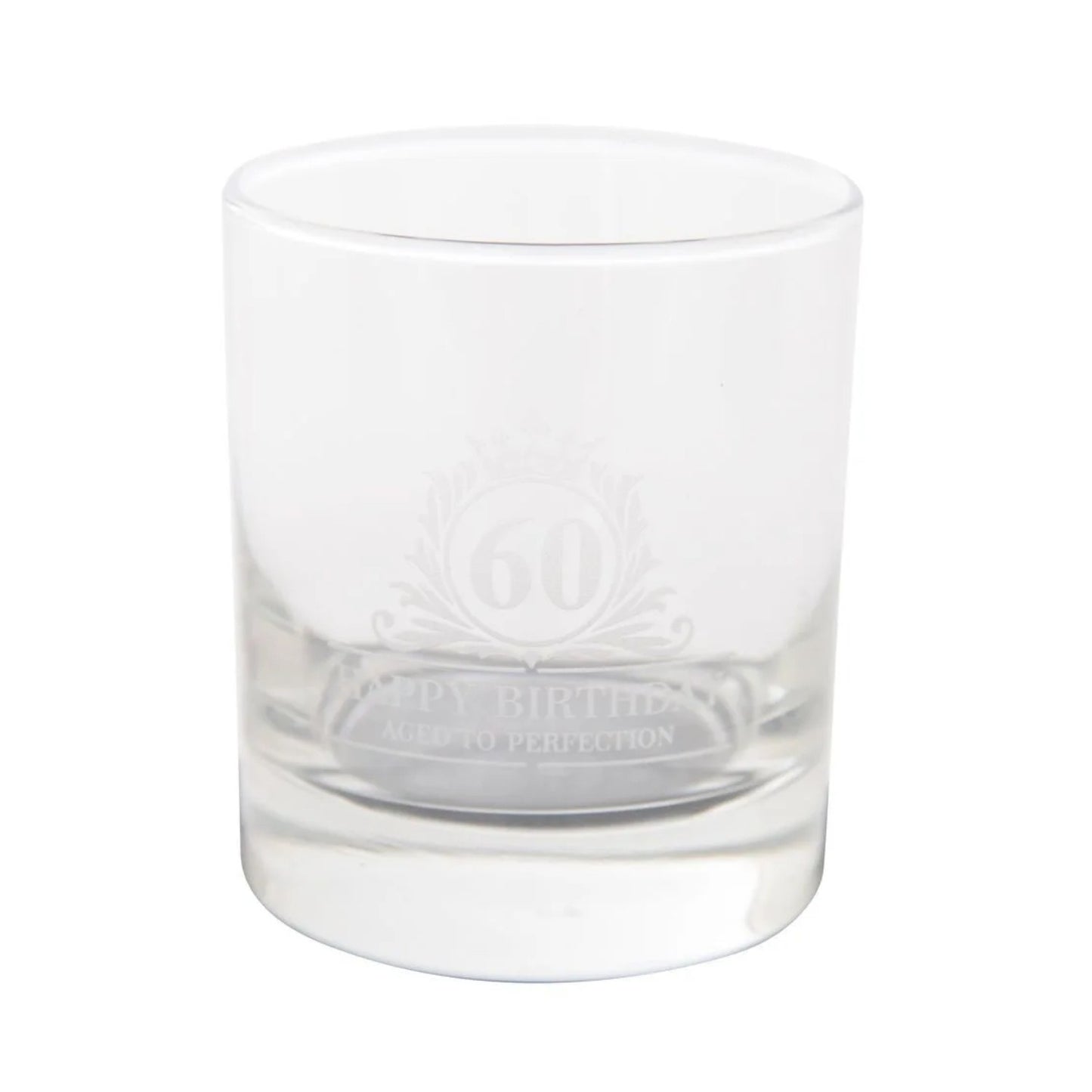 Birthday Whiskey Glass & Slate Coaster Set in Wooden Box 60th