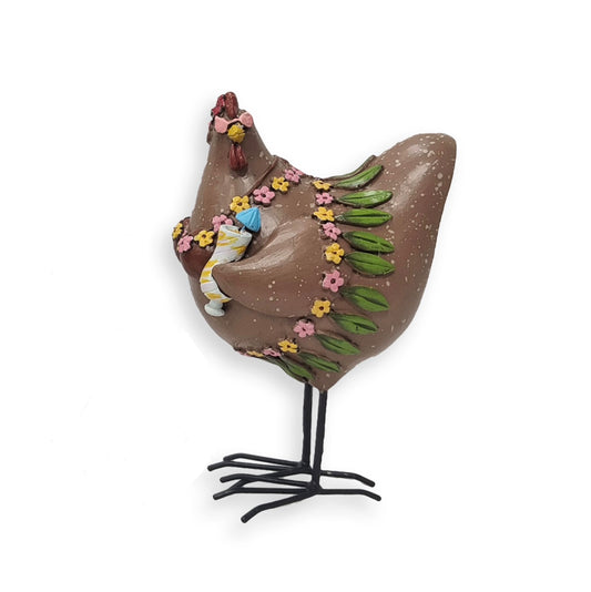 RESIN CHICKEN FIGURINE LEILA "HULA HEN... SHAKING HER FEATHERS"