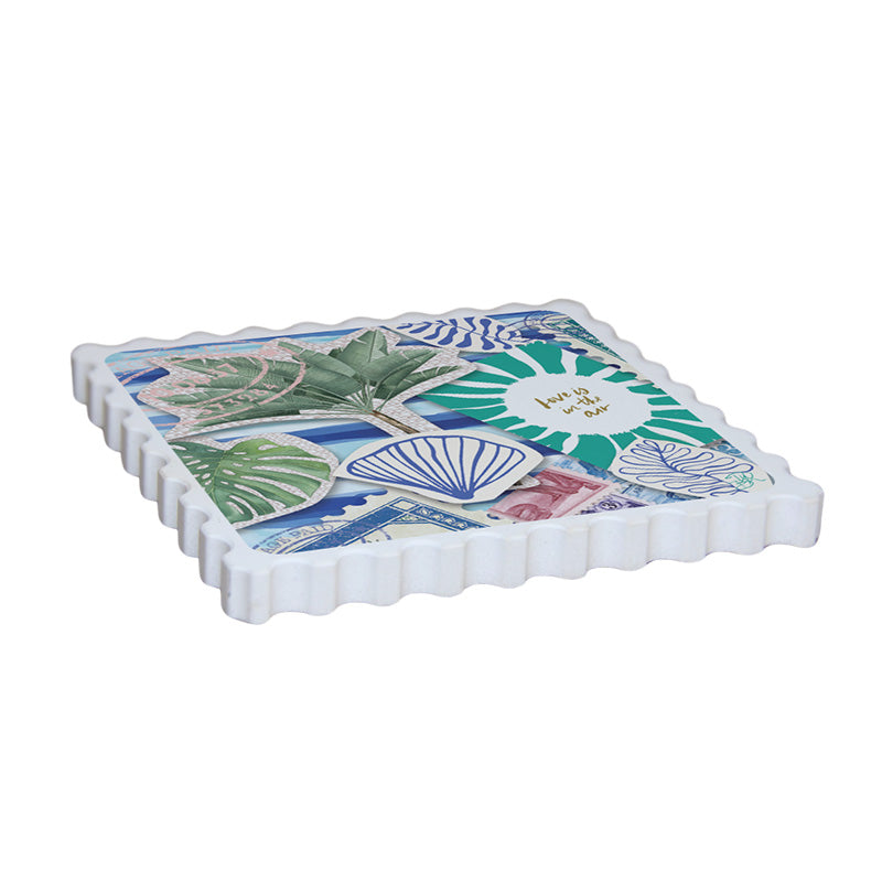 RESIN COASTER SET OF 4 STAMP DESIGN 'VACAY'