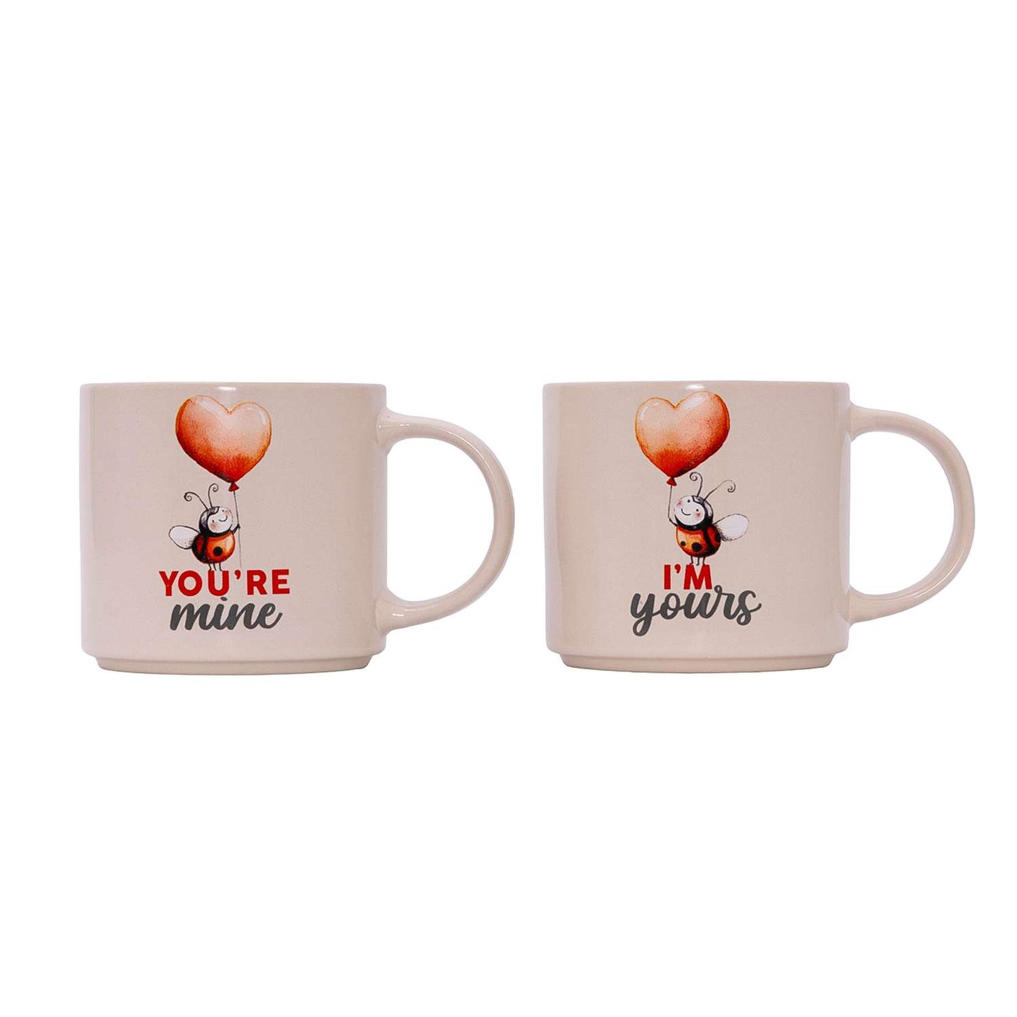 Valentine's Day Love Bugs Mug Set "I'm Yours, You're Mine"
