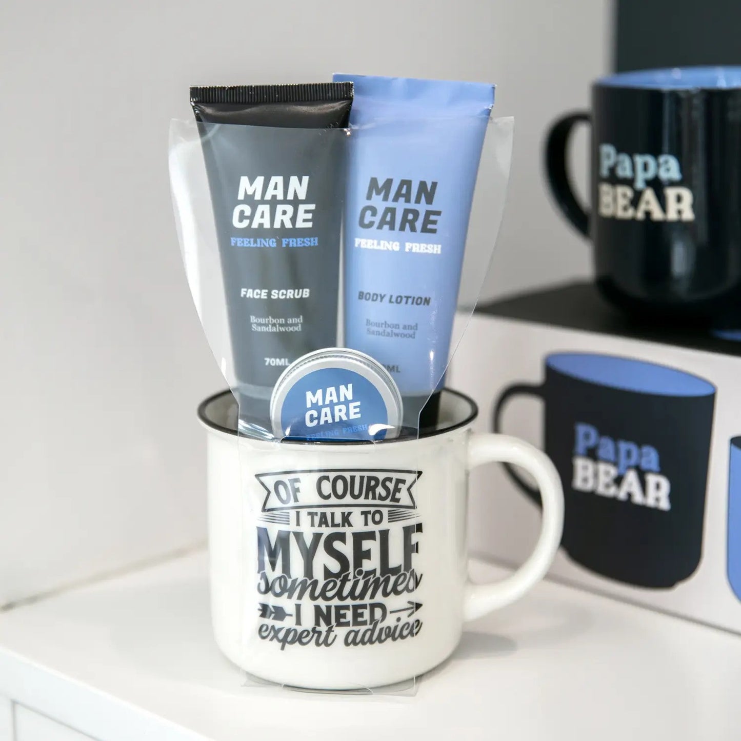 Mug Gift Set With Body Lotion, Body Wash And Beard Cream "Expert Advice"