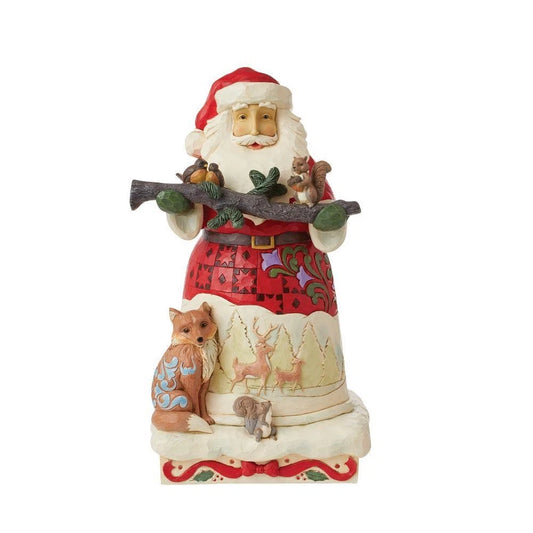 HEARTWOOD CREEK SANTA WITH ANIMALS STATUE 46CM