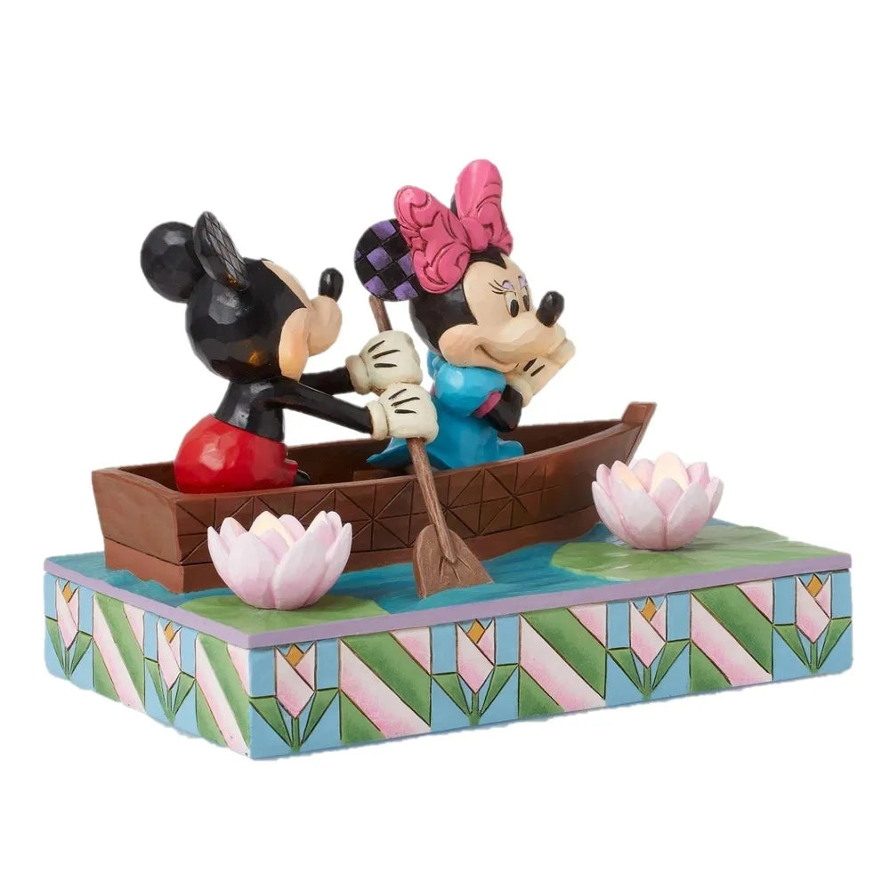 DISNEY TRADITIONS BY JIM SHORE MICKEY AND MINNIE LED LOVE ROWBOAT
