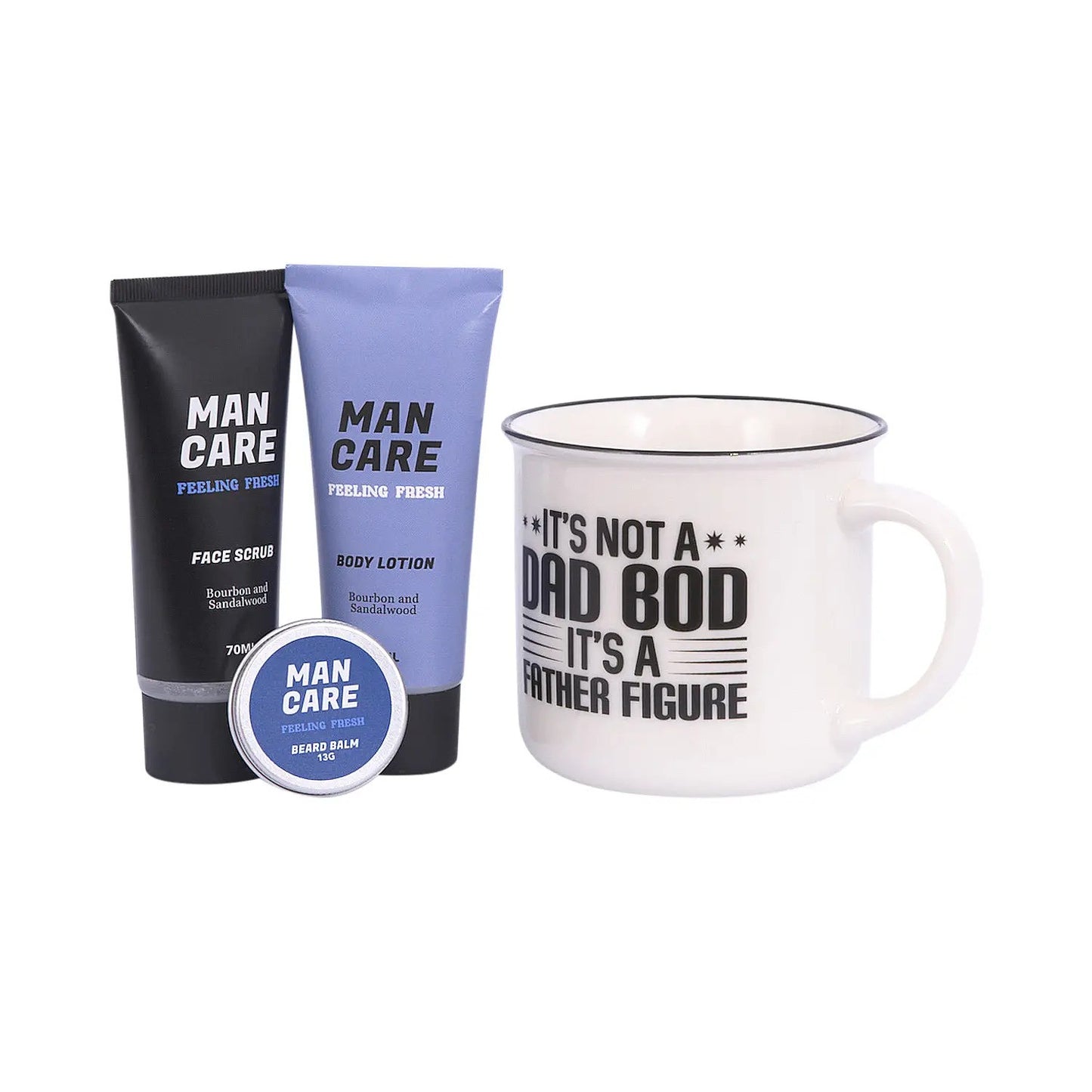 Mug Gift Set With Body Lotion, Body Wash And Beard Cream "Dad Bod"