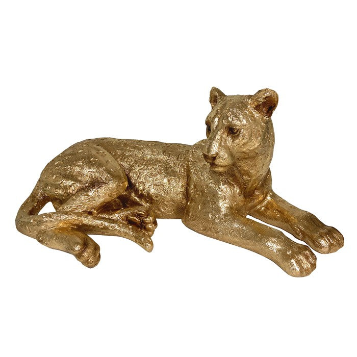 Tora Resin Lying Gold Jaguar Extra Large