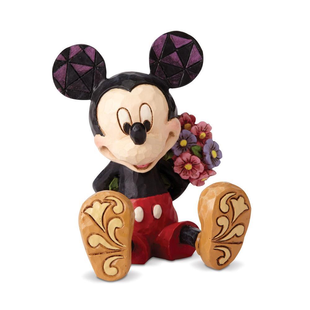 DISNEY TRADITIONS BY JIM SHORE MICKEY MOUSE MINI FIGURINE HOLDING FLOWERS 7CM