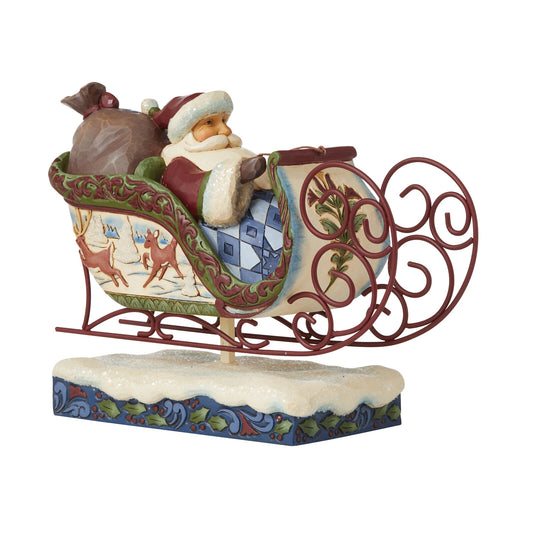 HEARTWOOD CREEK VICTORIAN SANTA IN SLEIGH 18CM