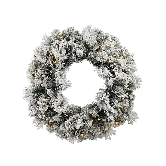 CHRISTMAS MONTANA SNOWY WREATH WITH 50 LED MEDIUM