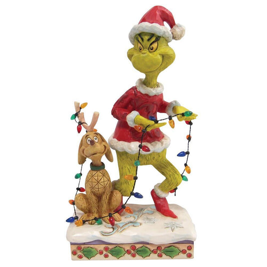 THE GRINCH BY JIM SHORE GRNCH & MAX IN LIGHTS 20CM