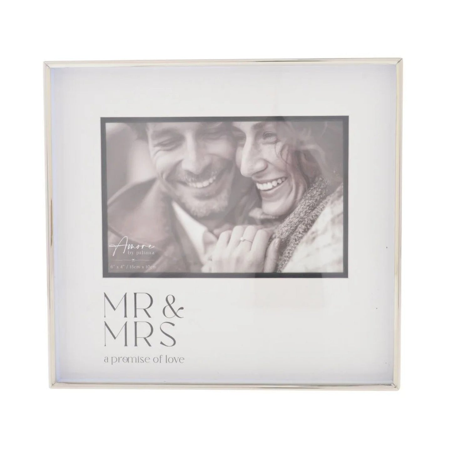 Engagement Photo Frame Amore Silver Mr & Mrs 6x4