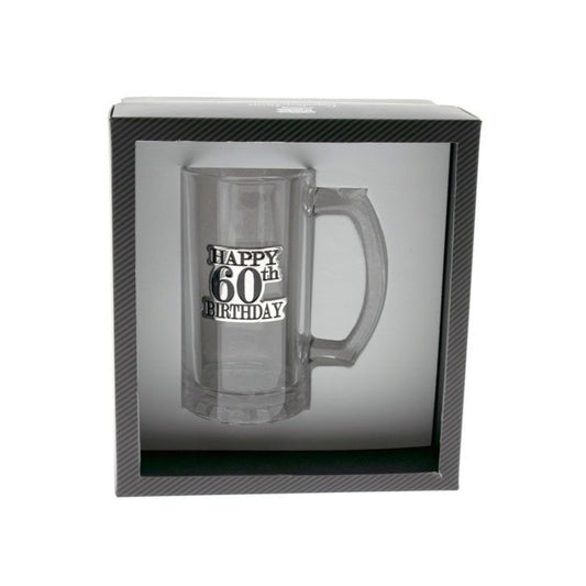 Birthday Beer Stein With Black & Silver Badge 60th
