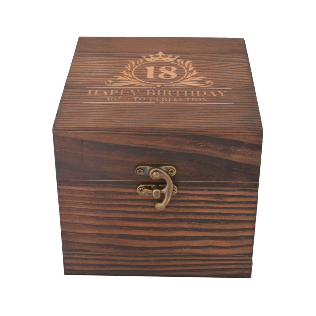 Birthday Whiskey Glass & Slate Coaster Set in Wooden Box 18th