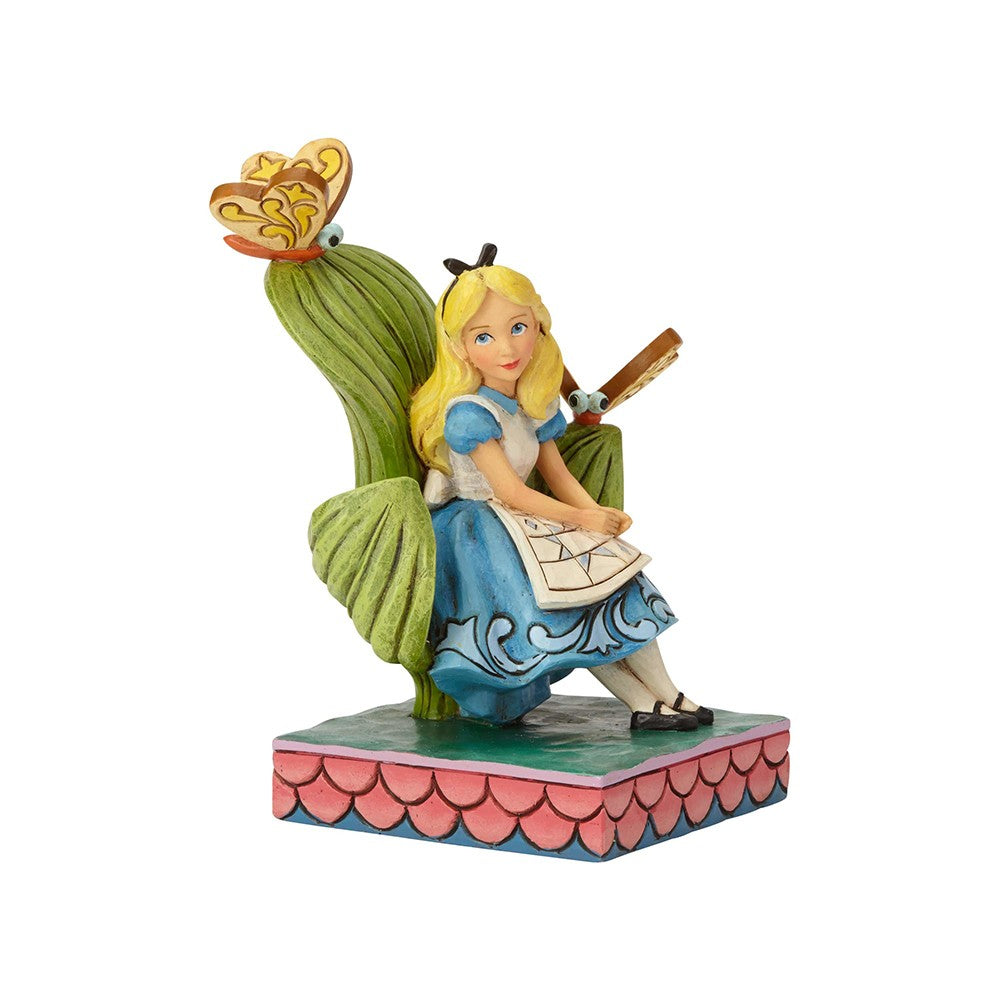 DISNEY TRADITIONS BY JIM SHORE ALICE ON GREEN CHAIR CURIOUSER AND CURIOUSER 13.5CM