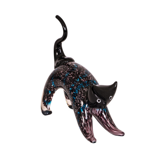 ZIBO ART GLASS CAT BLACK SUTI