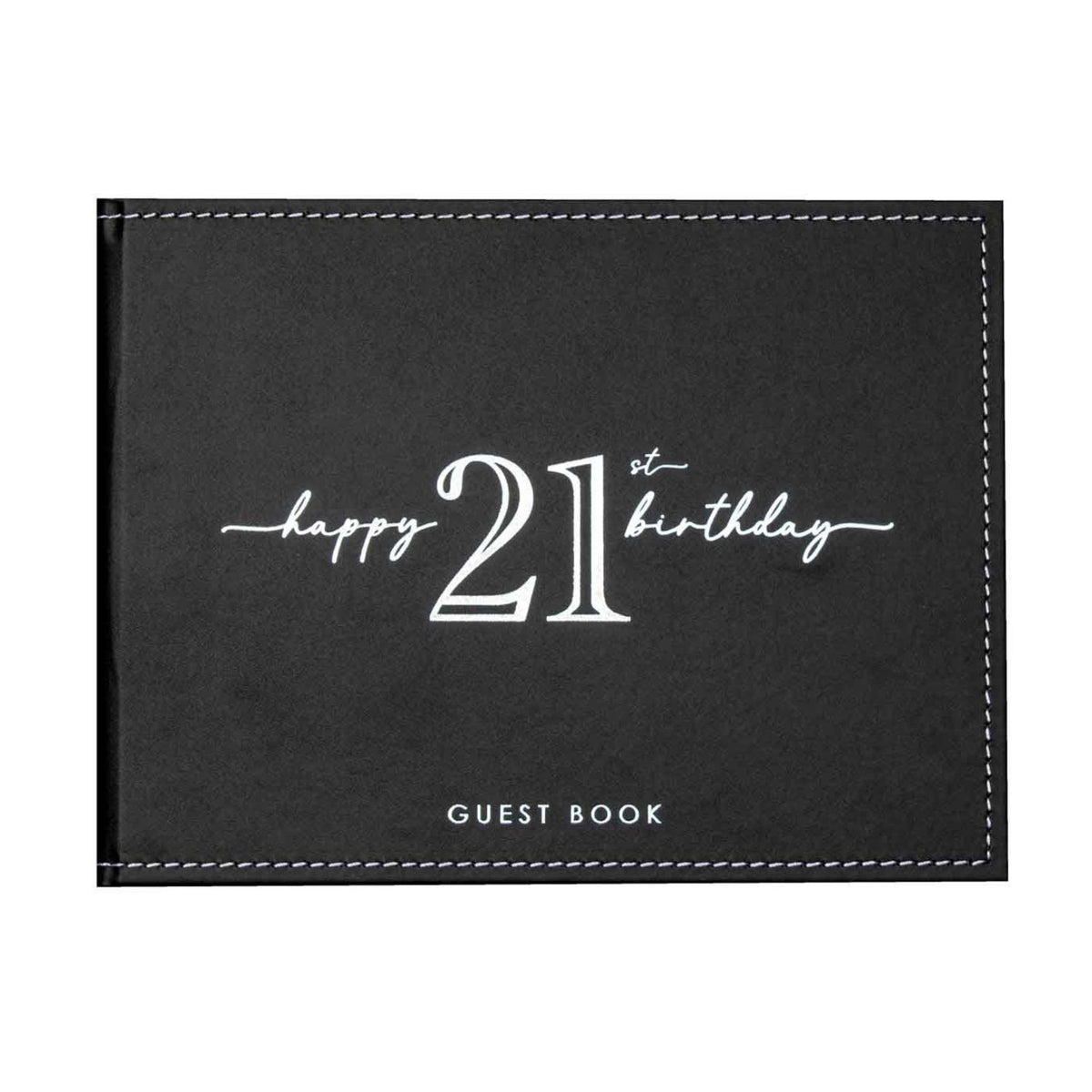 GUEST BOOK BLACK WITH SILVER WRITING 21ST BIRTHDAY