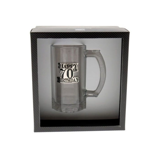 Birthday Beer Stein With Black & Silver Badge 70th
