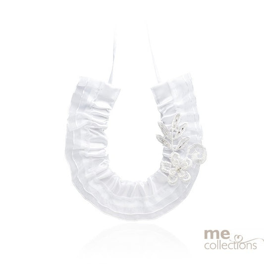 Wedding Charm Satin Horseshoe With Lace Flower In White