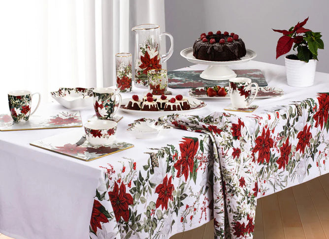 Ashdene Poinsettia Glass Jug & 4 Tumblers Set