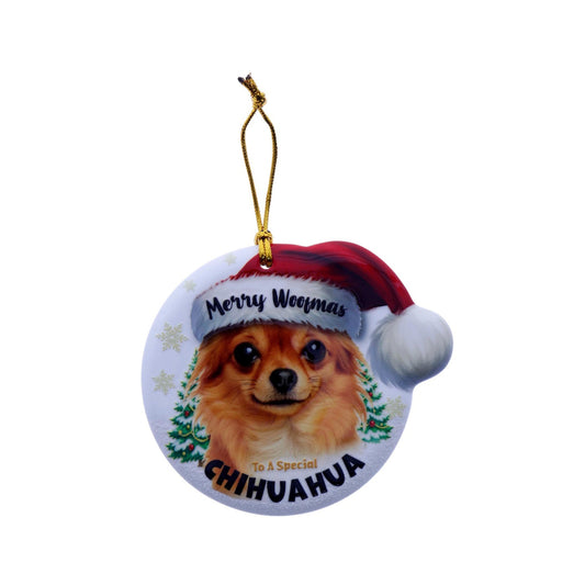 Christmas Sentiment Ceramic Plaque Dog Chihuahua Long Hair