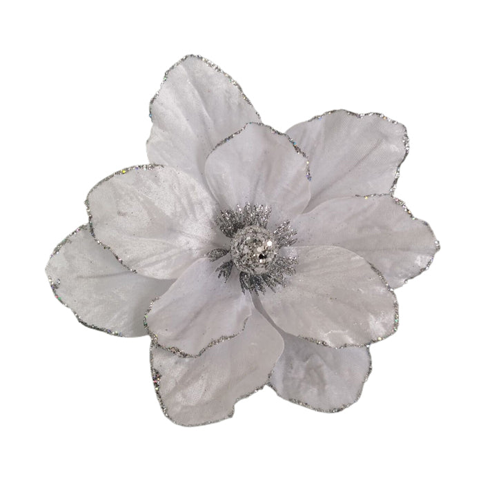 CHRISTMAS CLIP ON VELVET MAGNOLIA WHITE