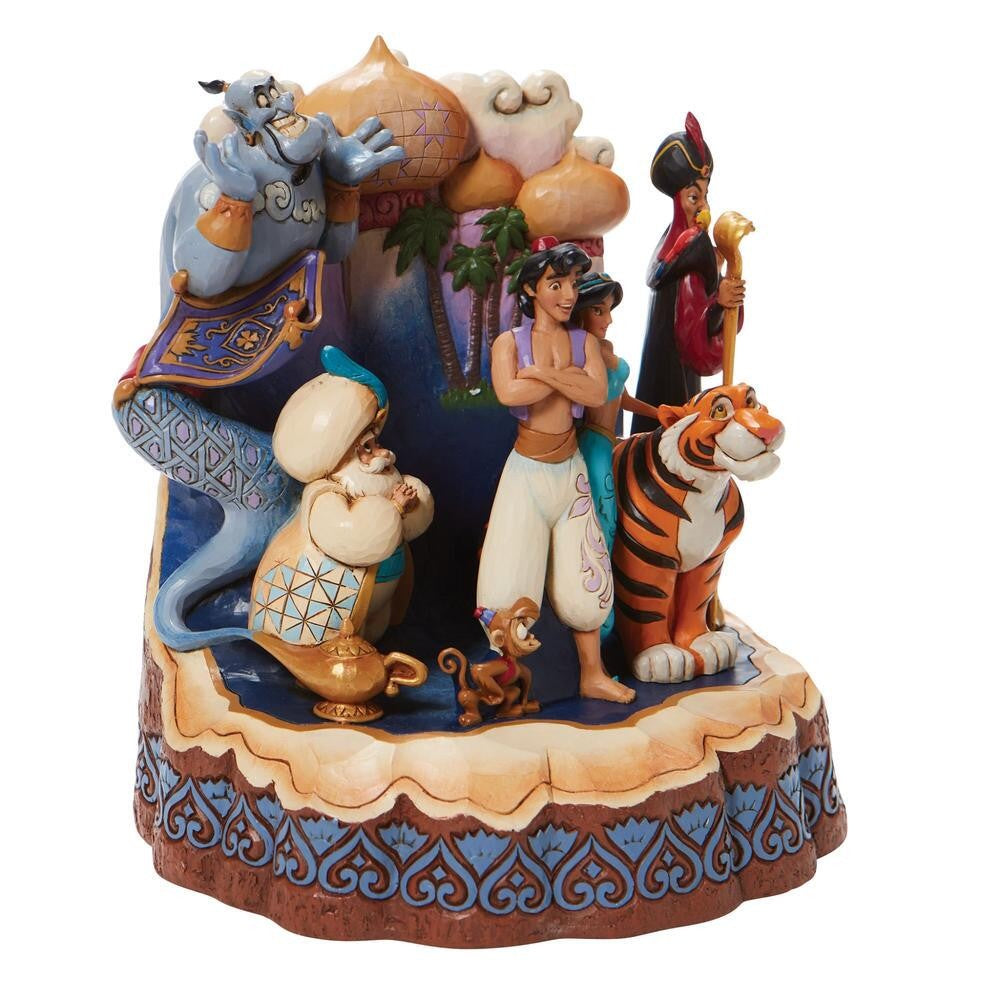 DISNEY TRADITIONS BY JIM SHORE CARVED BY HEART ALADDIN ALL MAIN CHARACTERS 19.5CM