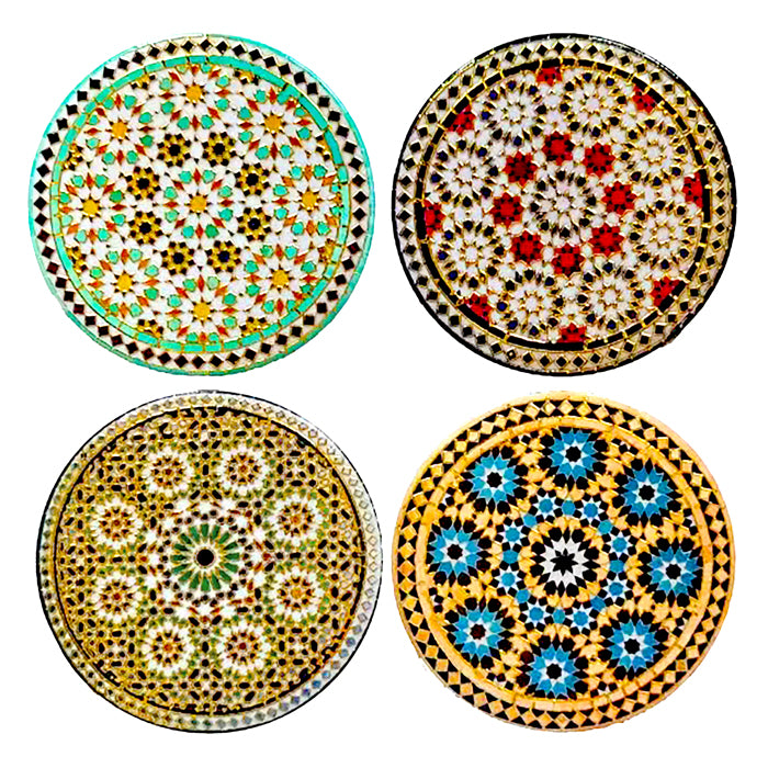 CERAMIC COASTERS ROUND FLORAL SET OF 4 ELBAZ