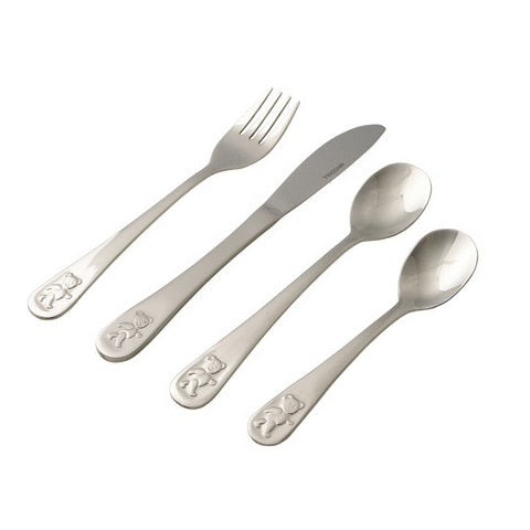 WHITEHILL CHILDRENS STAINLESS STEEL 4PC CUTLERY SET TEDDY