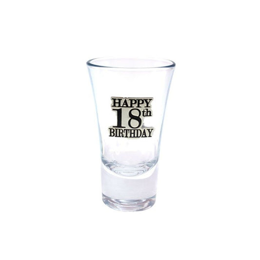 Birthday Shot Glass With Badge 18th