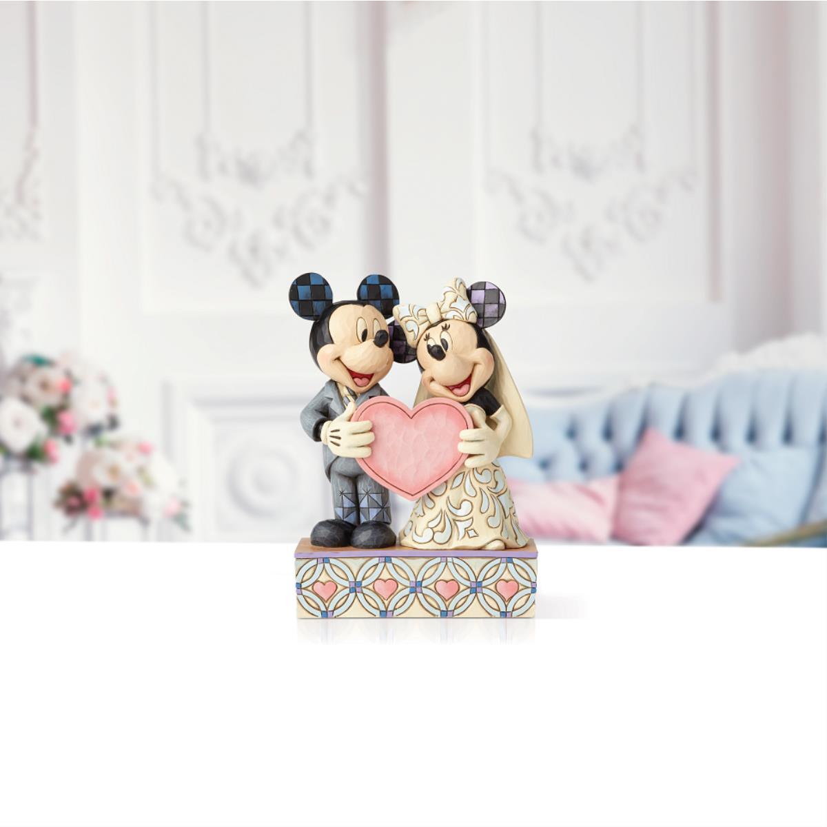DISNEY TRADITIONS BY JIM SHORE WEDDING MICKEY MOUSE & MINNIE MOUSE TWO SOULS, ONE HEART 7"