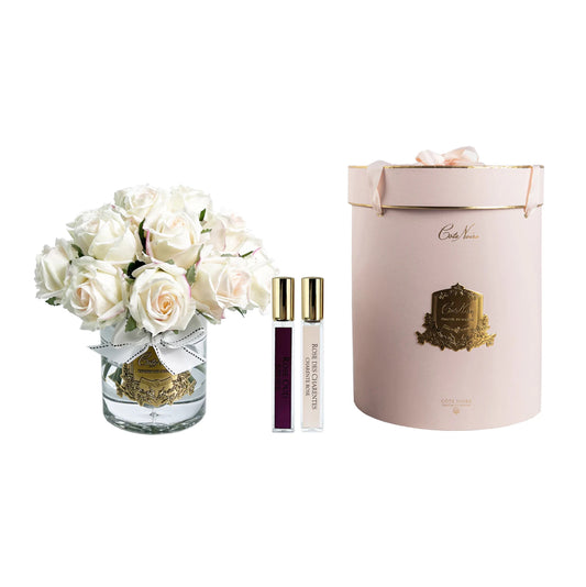 Cote Noire Luxury Grand Rose Bud Bouquet Pink Blush Gold Badge