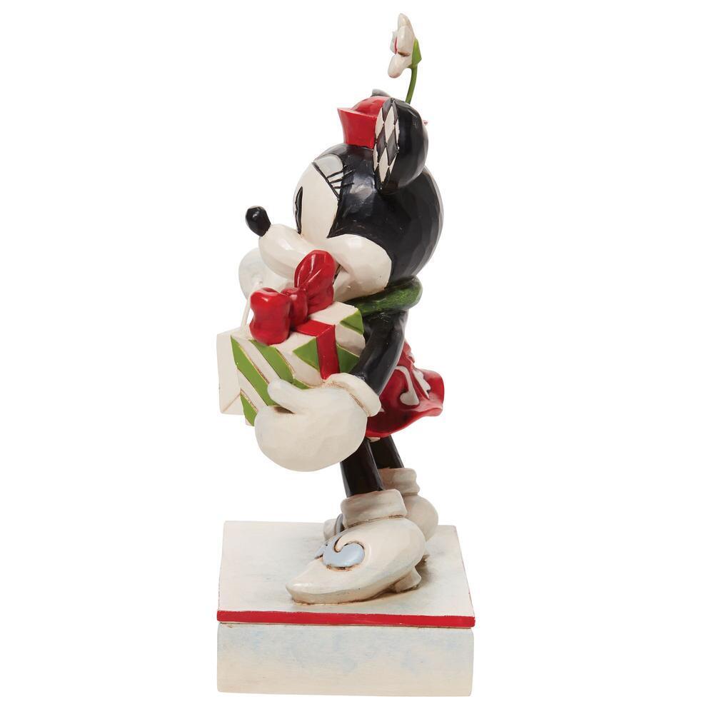 DISNEY TRADITIONS BY JIM SHORE MINNIE WITH BAG & GIFT 13CM