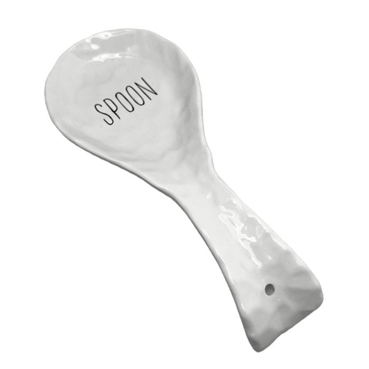 Ceramic Spoon Rest White Spade Design