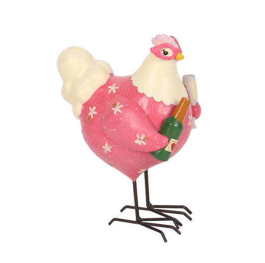 RESIN CHICKEN FIGURINE SALLY "CHEERS CLUCKERS"