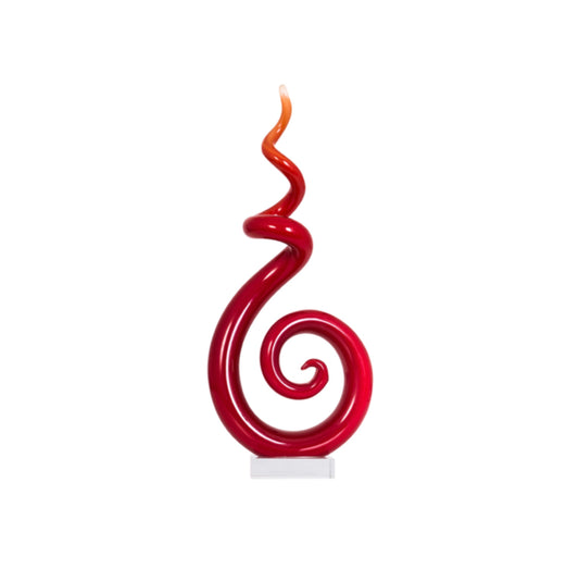 ZIBO ART GLASS SCULPTURE APEX RED