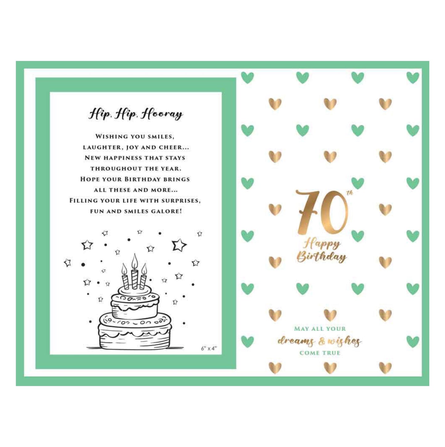 Birthday Photo Frame Glass Sweet Hearts 70th