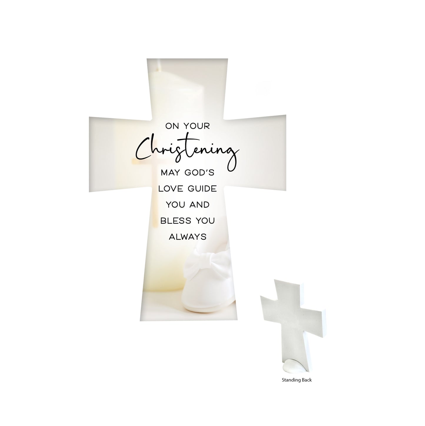 CERAMIC STANDING CROSS CHRISTENING