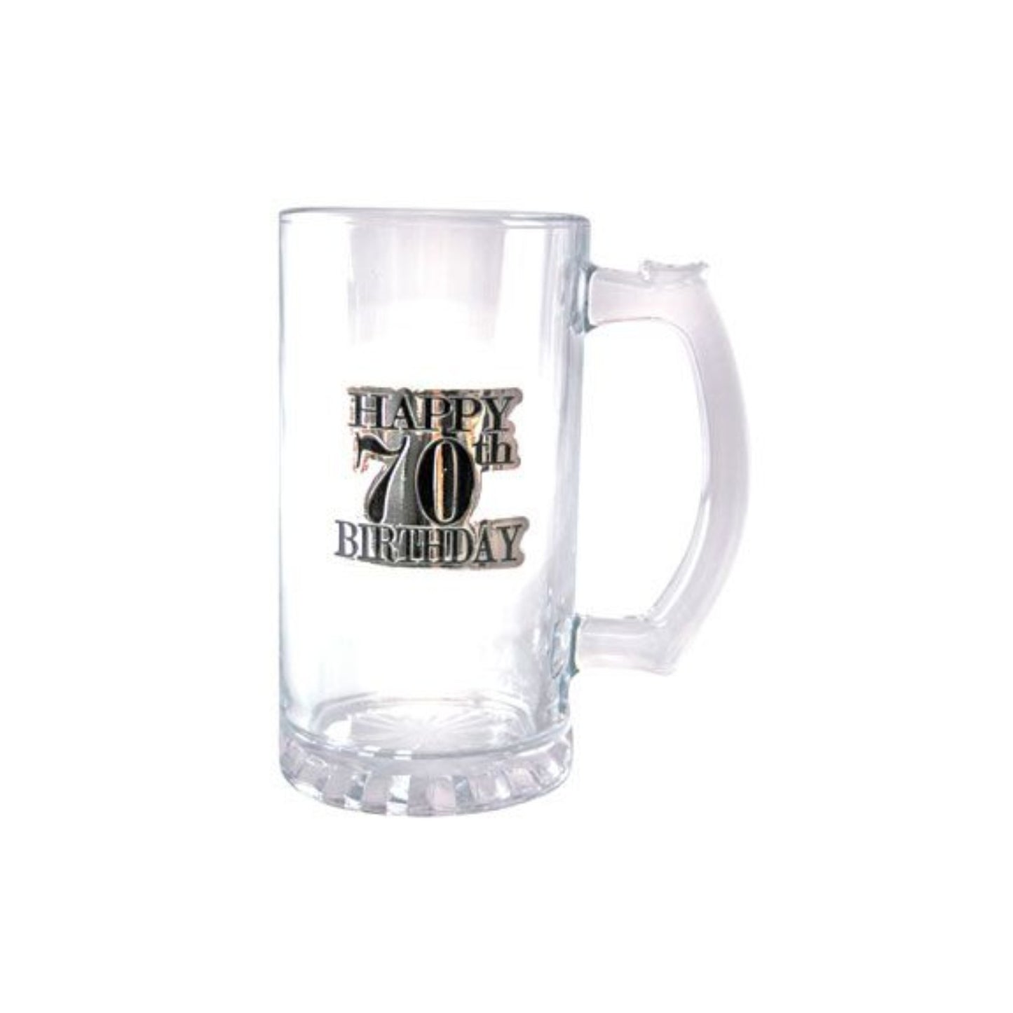 Birthday Beer Stein With Black & Silver Badge 70th