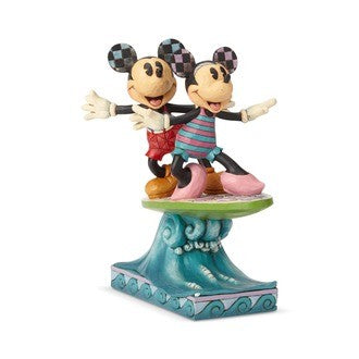 DISNEY TRADITIONS BY JIM SHORE MICKEY MOUSE & MINNIE MOUSE SURFS UP