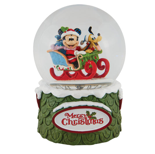 DISNEY TRADITIONS BY JIM SHORE MUSICAL WATERBALL MICKEY & PLUTO 120MM